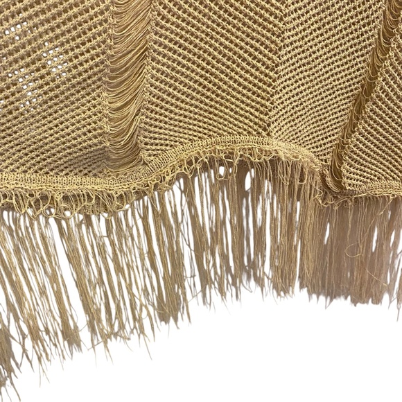 Women’s Festival Fringe Distressed Ladder Knit Tank in Beige Sz L - Picture 4 of 7